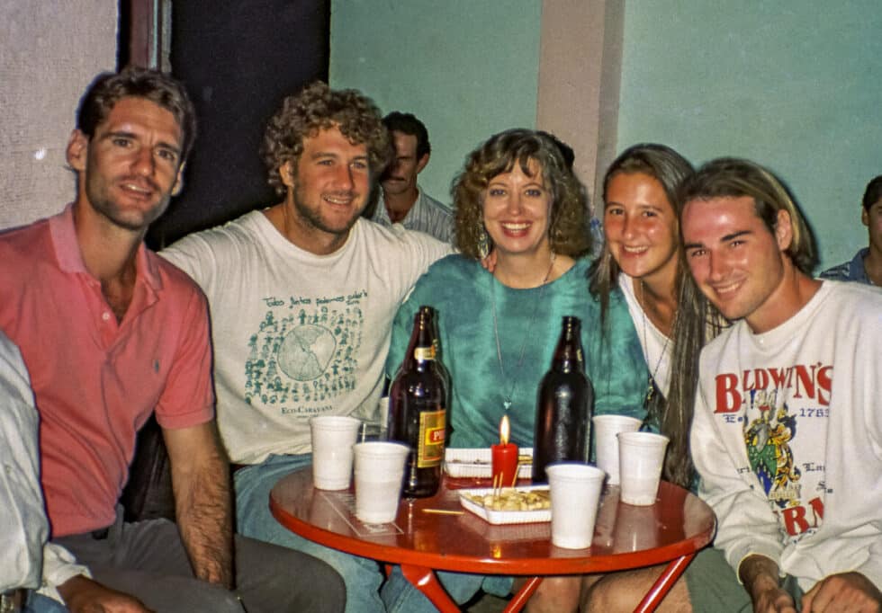 Fellow volunteers Craig, Tim, Robin and Ted at my Celebre la Vida party. A Peace Corps volunteer’s story in Baltasar Brum, Uruguay.
